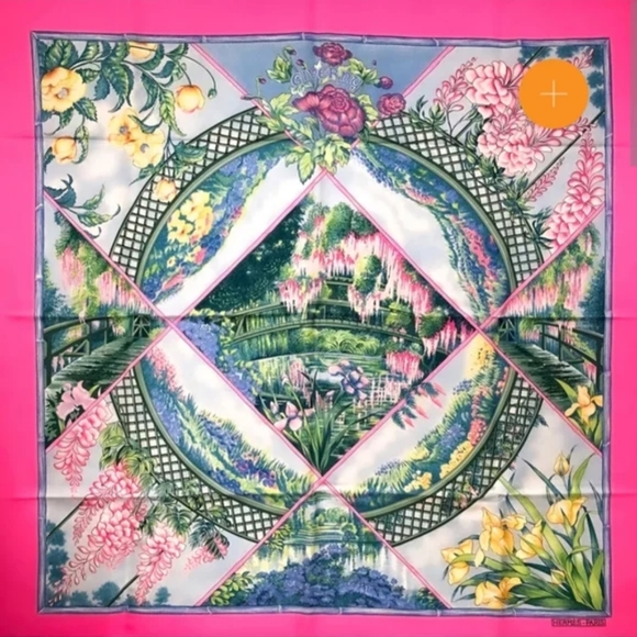 Original Rare 1989 Hermès Paris Silk Scarf “ Giverny” by Laurence Bourthoumieux - Picture 15 of 15